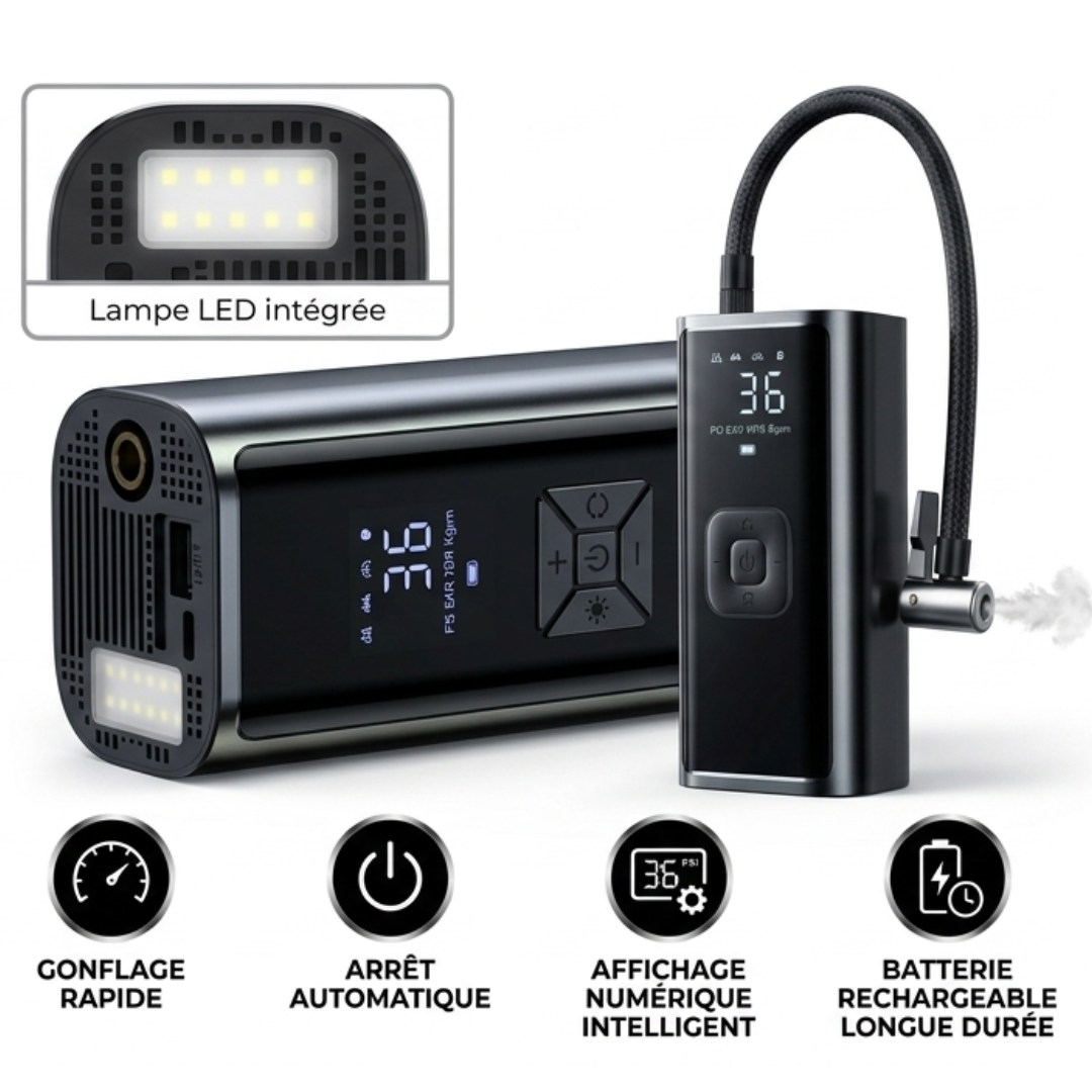 Drivon AirPro X1™ Compresseur d’air portable sans fil intelligent